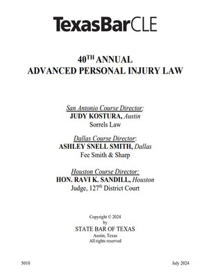 cover image of Advanced Personal Injury 2024